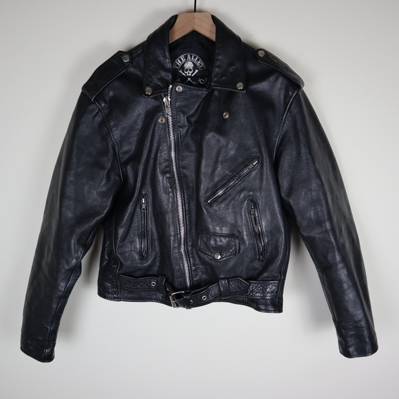 Vintage The Alley Chicago Leather Biker Motorcycle Jacket Size 44 23x23.5 Large